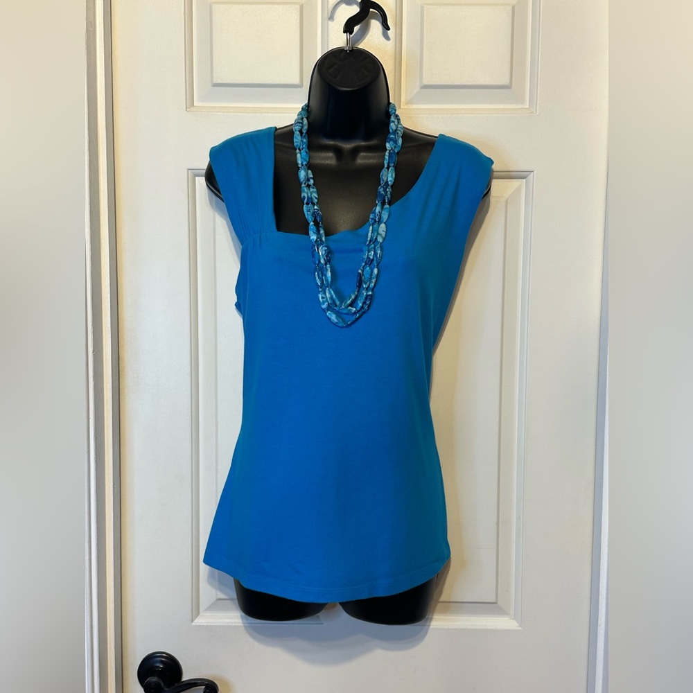 💙ST24-Dressbarn Royal Blue Cap Sleeve Fitted Top XL.